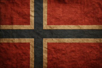 Fototapeta premium Vintage Norway Flag. Canvas Texture. Norwegian. Nordic Country. Wallpaper. Background.
