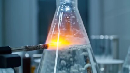 Laboratory beaker being heated with a burner