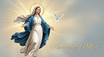 The Feast of the Assumption of Mary celebrated every august 15th concept design