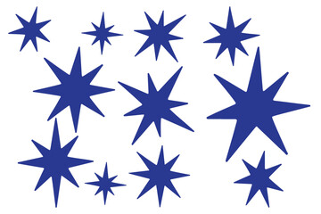 Fototapeta premium Set of trendy irregular black stars. Simple funky groovy abstract shapes. 