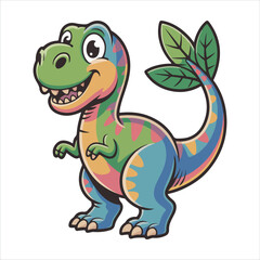 Fototapeta premium Cute Colorful Dinosaur Mascot - Vector T-Rex Character Illustration