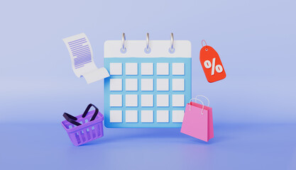 Shopping bag and gift box, Shopping planning of gifts and purchases, Basket and cash receipt