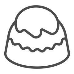 White and milk chocolate candy line icon, desert sweets concept. Vector graphics. Candy with sweet filling sign on white background, outline style icon for mobile or web design.
