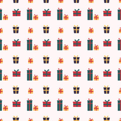 Seamless gift boxes vector pattern. Christmas, birthdays background for fabric,texture,textile,print.