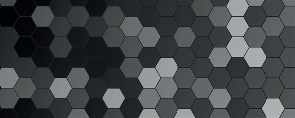 Hexagonal grey background. Black and white geometric background