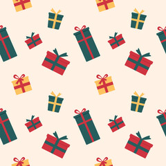 Seamless gift boxes vector pattern. Christmas, birthdays background for fabric,texture,textile,print.