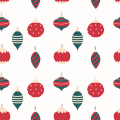 Christmas ornaments seamless vector pattern. Xmas background for textile,fabric,paper,print.