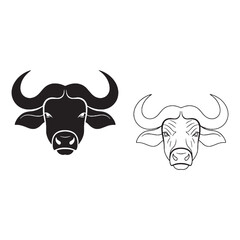 Distinctive Horn Shape - Buffalo Graphic Study - Striking Silhouette and Refined Lineart Art Set - Buffalo silhouette - Buffalo lineart - Buffalo vector - vector set of Buffalo

