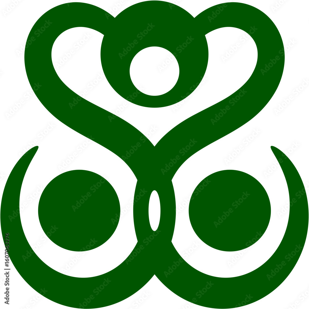 Poster abstract green symbol representing unity and connection