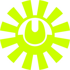  vector Bright green abstract sun logo with radial pattern design  