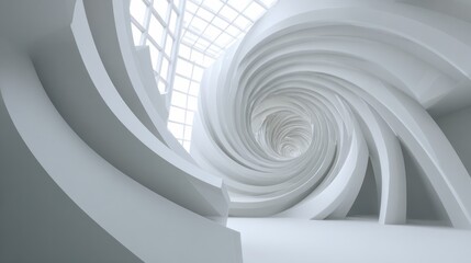 Obraz premium A stunning, modern architectural design featuring swirling white shapes and abundant natural light.