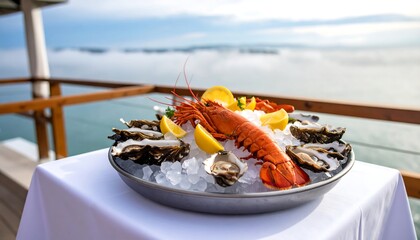Seafood platter on ice