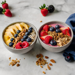 muesli with berries and nuts , Ai generative 
