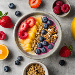 breakfast cereal with berries, Ai generative 