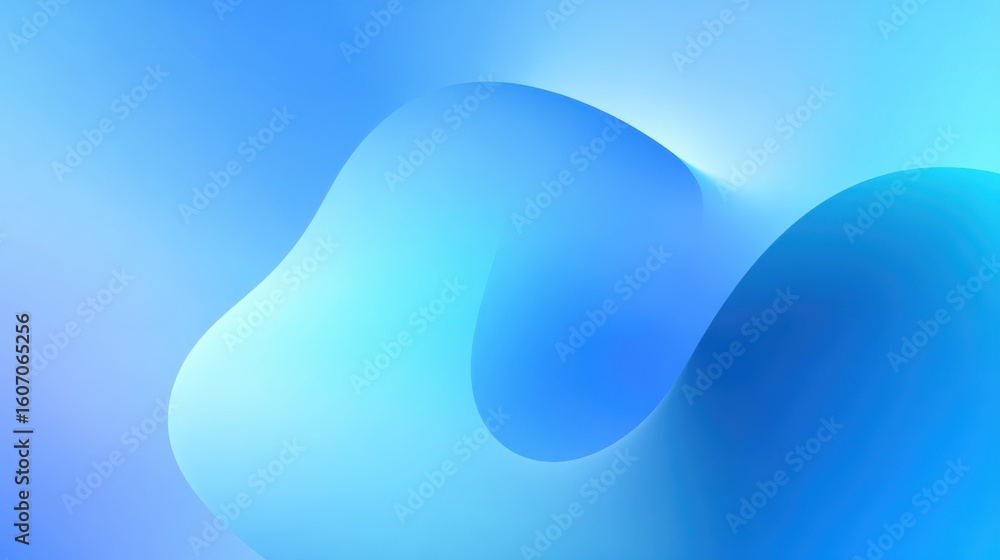 Poster abstract blue background with smooth shapes creating a serene and calming atmosphere for design proj