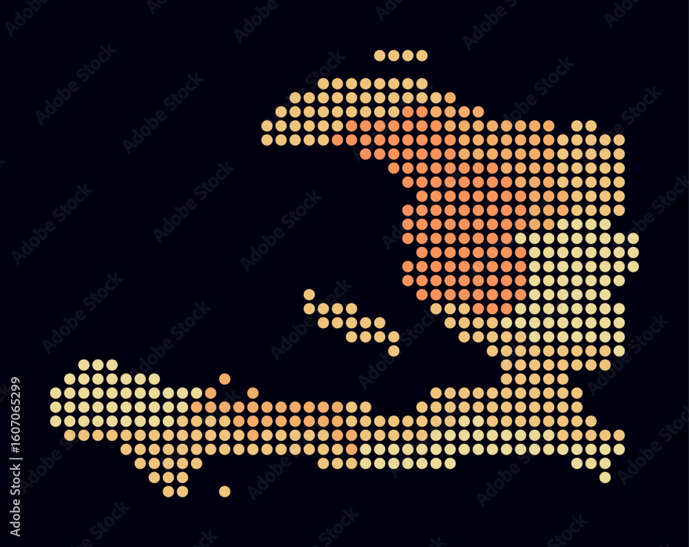 Aufkleber haiti dotted map. digital style map of the country on dark background. haiti shape with circle dots.