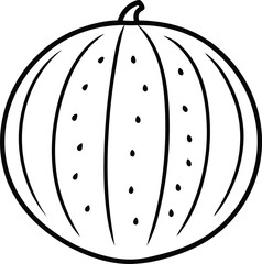 Minimal Watermelon Outline Vector Sketch for Botanical and Packaging Design, Watermelon Line Art Drawing, Black and White Watermelon Sketch, Minimalist Watermelon Fruit Illustration