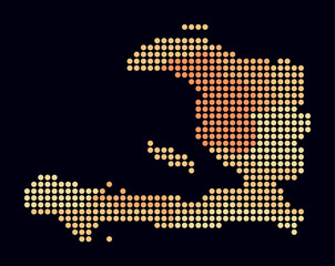Haiti dotted map. Digital style map of the country on dark background. Haiti shape with circle dots. Colored dots style. Large size circles. Creative vector illustration.