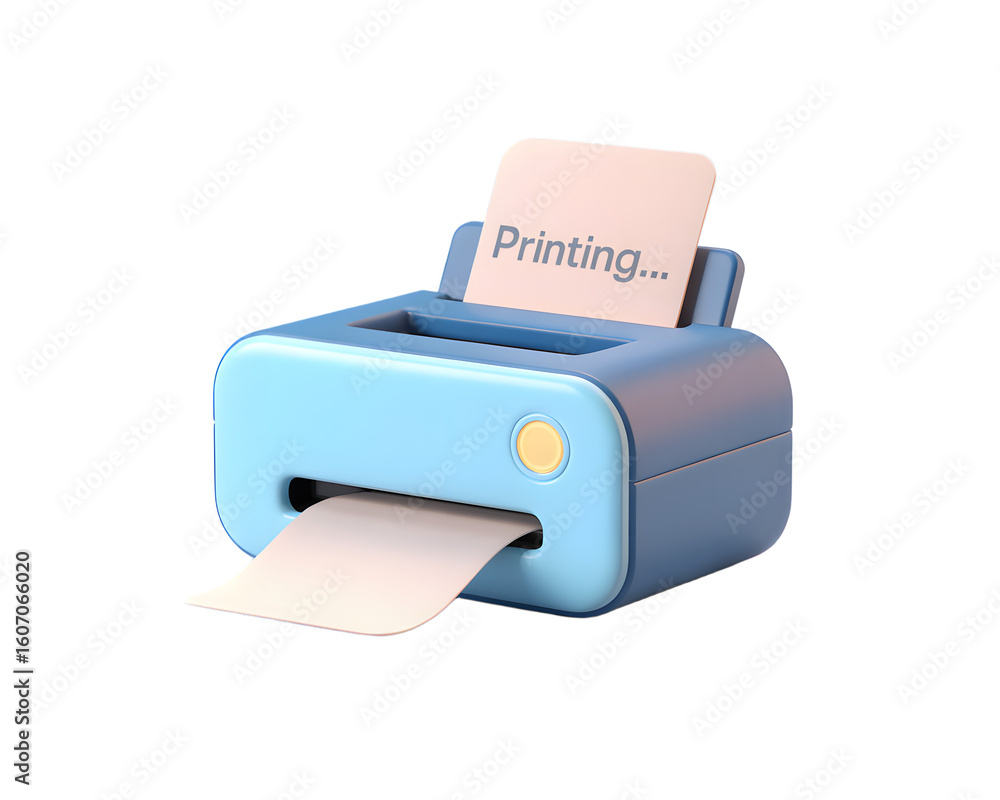 Aufkleber cute 3d printer printing documents with printing message on transparent background perfect for offic