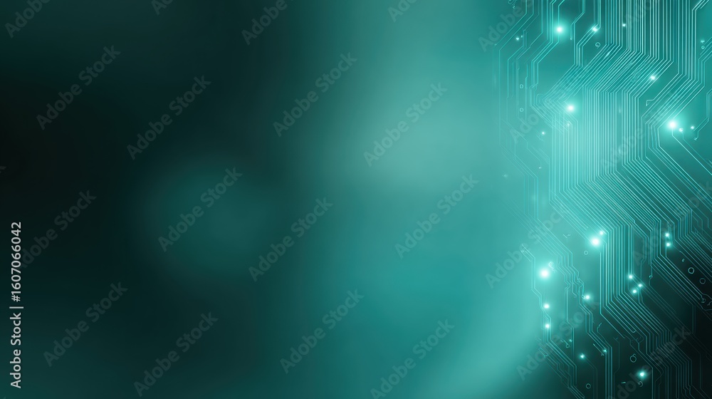 Aufkleber abstract digital background with glowing lines and circuits in teal, representing modern technology 