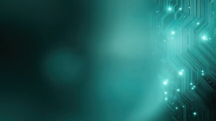 Abstract digital background with glowing lines and circuits in teal, representing modern technology and innovation.