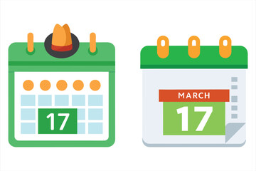 Fototapeta premium Stylized calendars are displayed sidebyside, both highlighting the 17th day of the month, with one featuring march prominently