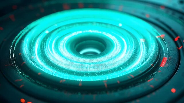 Centralised power core radiates alternating teal ruby pulses concentric rings expanding rhythmic heartbeat presenting compelling sci fi energy concept crystal clear four K AI logos EDM stages science