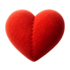 Soft Red Stitched Plush Heart