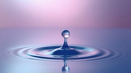 A single droplet of water hits a calm surface, creating perfect concentric ripples. A serene and minimalist image symbolizing peace, clarity, and impact.