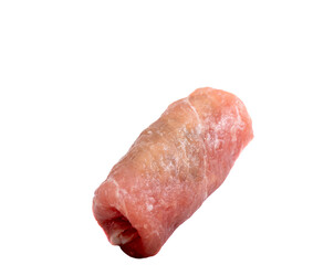 Piece of pork. Pork rolls on a white background  ..