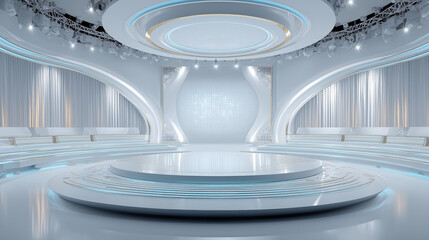 Obraz premium Church Interior with Flooded Aisle and Floating Autumn Leaves