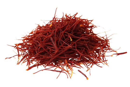 Saffron threads delicate red spice isolated on a transparent background crimson
