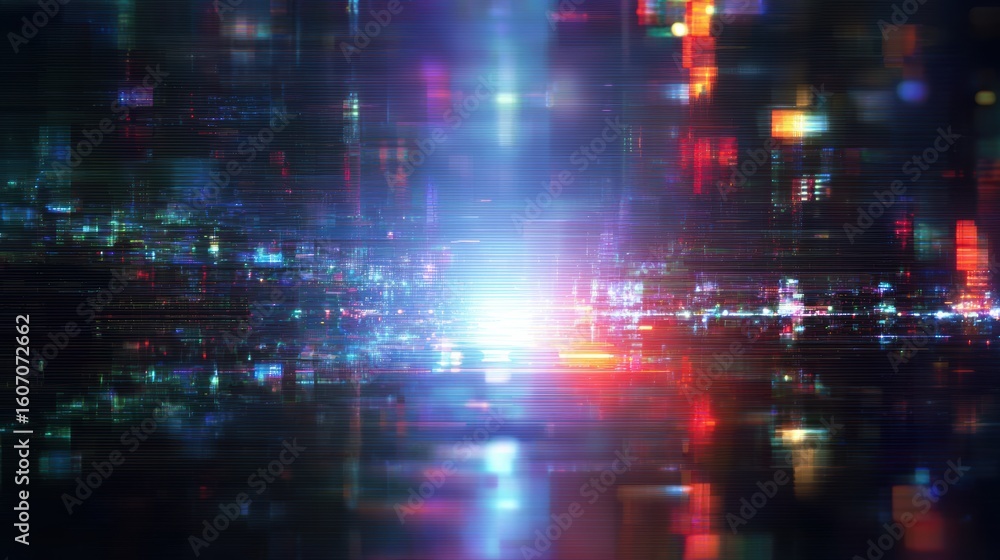 Poster dynamic digital background with vibrant colors and glowing lines representing innovation and data fl
