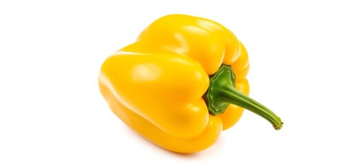 Vibrant yellow bell pepper, glossy skin, isolated on white,  ingredient,  organic