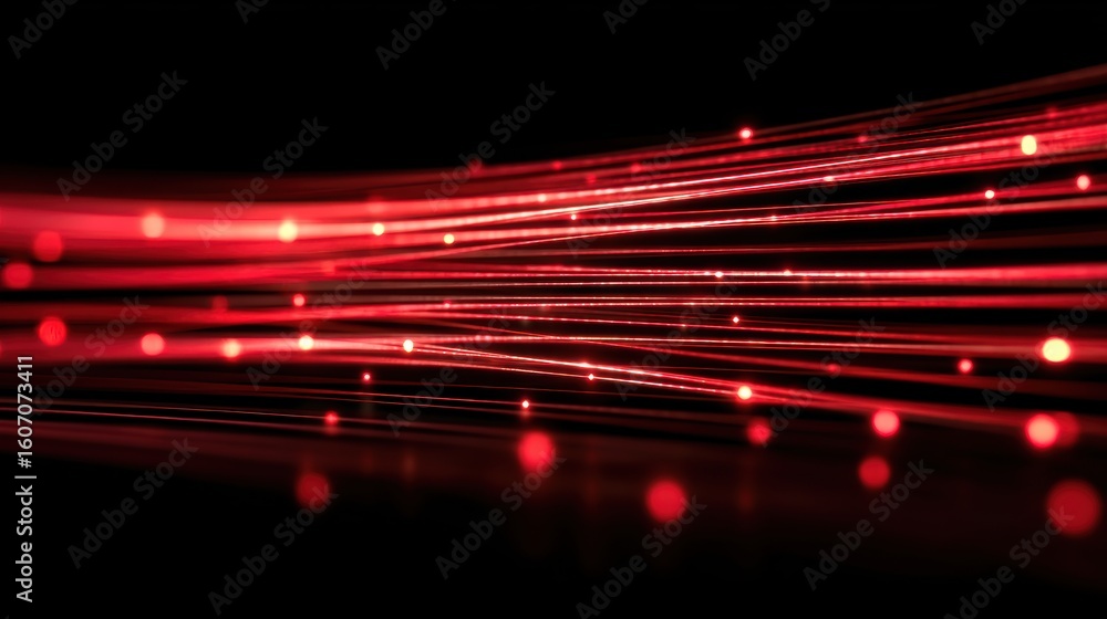 Poster dynamic red light lines create a modern and vibrant visual effect against a dark background.