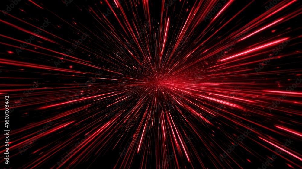 Poster dynamic red streaks create a vibrant visual explosion, symbolizing energy and motion in a striking a