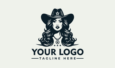 Illustration of a woman with wavy hair wearing a cowboy hat and necklace.