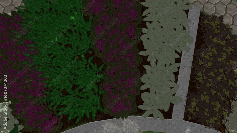 Aufkleber 3d image of the landscape design of the home territory. landscaping of the territory. computer visua