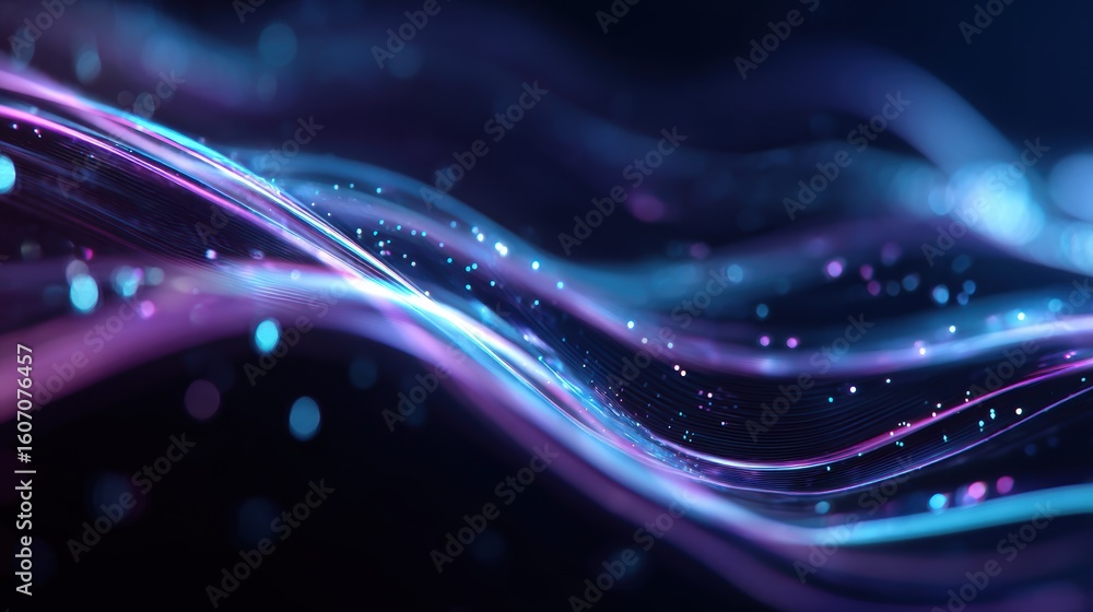 Poster vibrant abstract waves of light and color in dynamic motion, creating an energetic and captivating v