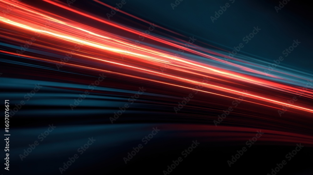 Poster vibrant light trails create a dynamic background, showcasing speed and energy in a digital environme