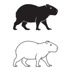 Short Coat Texture - Capybara Graphic Study - Striking Silhouette and Refined Lineart Art Set - Capybara silhouette - Capybara lineart - Capybara vector - vector set of Capybara

