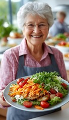 Senior woman holding a healthy salad