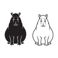 Water Dweller Skill - Capybara Profile - Silhouette and Lineart Duo - Capybara silhouette - Capybara lineart - Capybara vector - silhouette & lineart of Capybara

