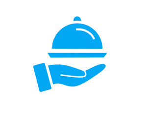 Fototapeta premium restaurant cloche icon on blue background
