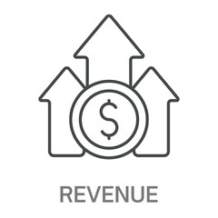 Revenue Line Icon,Simple Style Design Outline Symbol Illustration, Editable Stroke For Logos And More