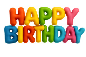 Colorful 3D Happy Birthday Text on Transparent Background