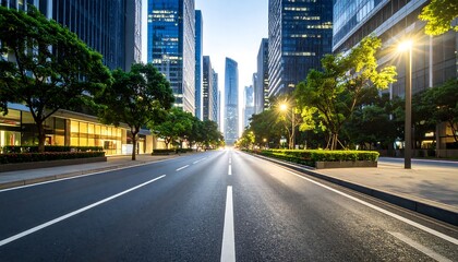 Obraz premium Urban street scene at dawn