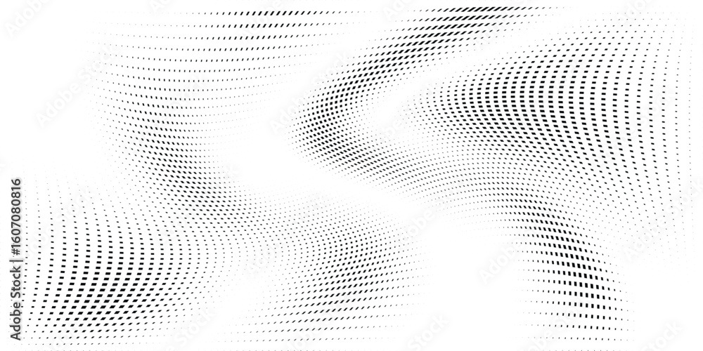 Poster round border icon using wave square halftone dot texture. half tone circular background pattern.