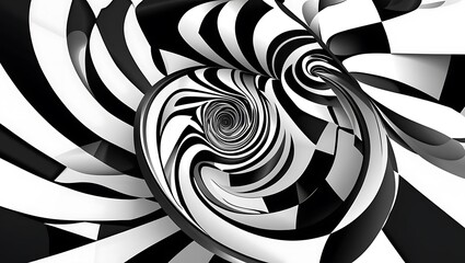Abstract Black and White Spiral Design