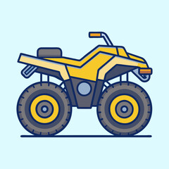 Vector Illustration of a Yellow ATV or Quad Bike on Light Blue